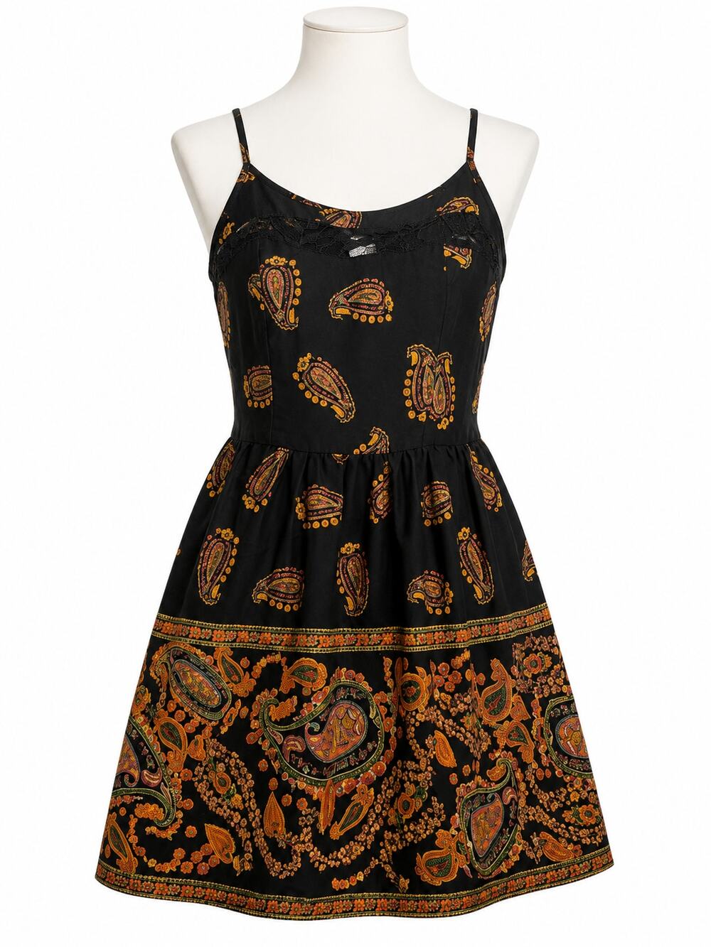 American Rag CIE Black Paisley Boho Sleeveless Mini Dress - Size L